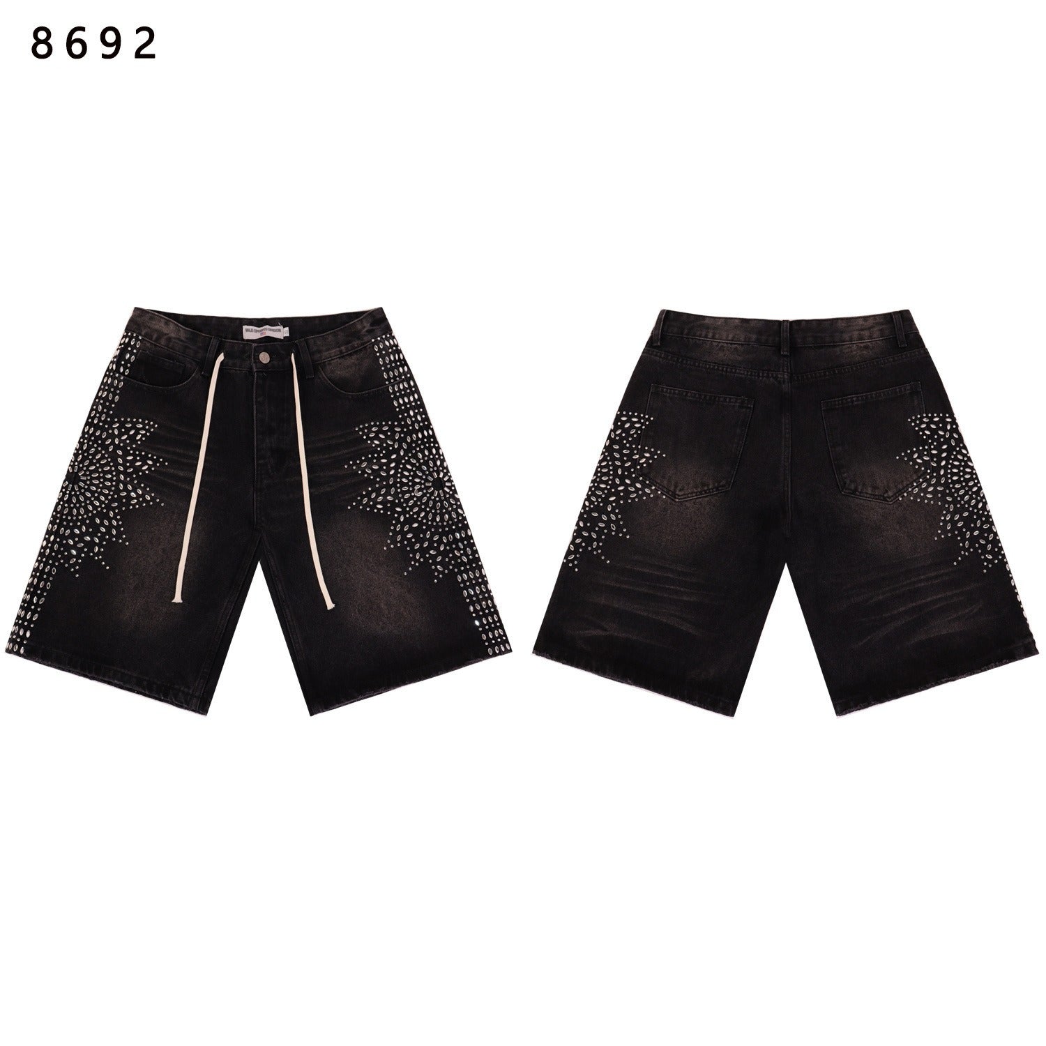 Purple Brand Rhinestone Loose Casual Denim Shorts