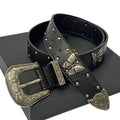 Butterfly Studded Leather Belt Vintage Engraved Western Waist Belt