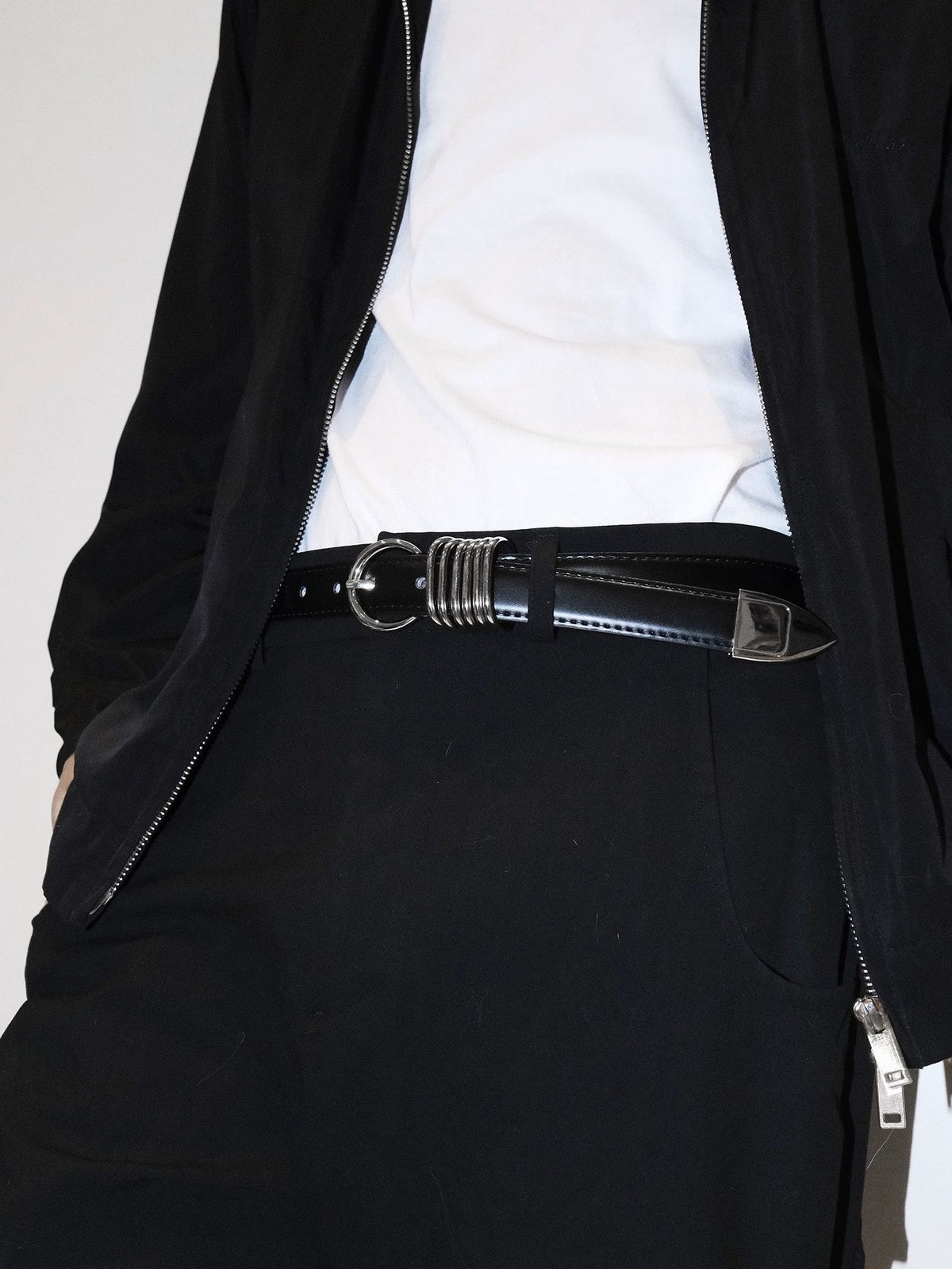 Multi Ring Metal Buckle Leather Belt Unisex Denim Waist Belt