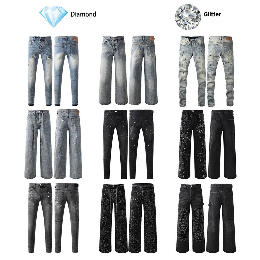 Purple Brand Rhinestone-Embellished Flared Jeans
