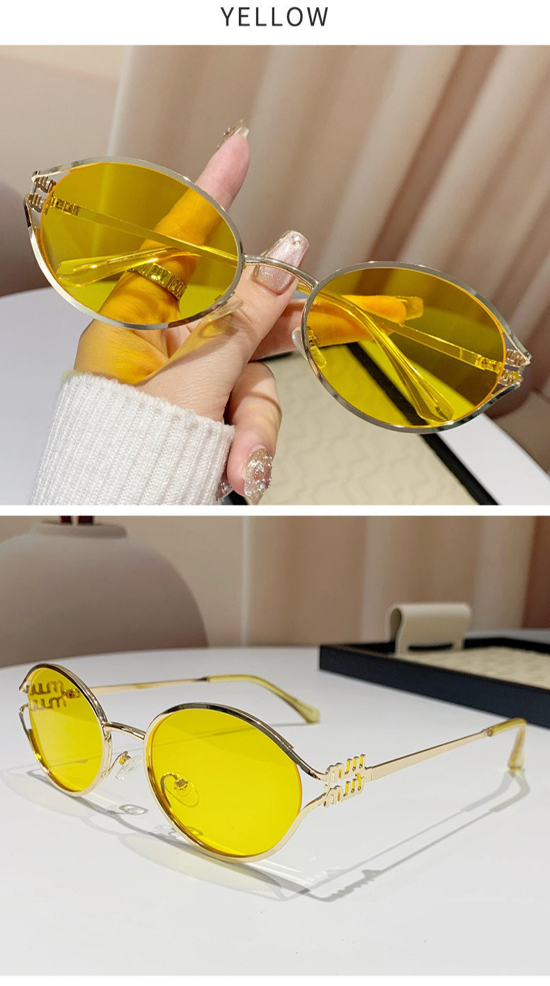 Miu Miu MU52YS Hollow Oval Cat Eye Sunglasses Gradient Lens Women Y2K