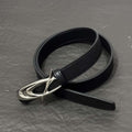 Cleanfit Leather Belt Futuristic Crescent Star Metal Buckle Waist Belt