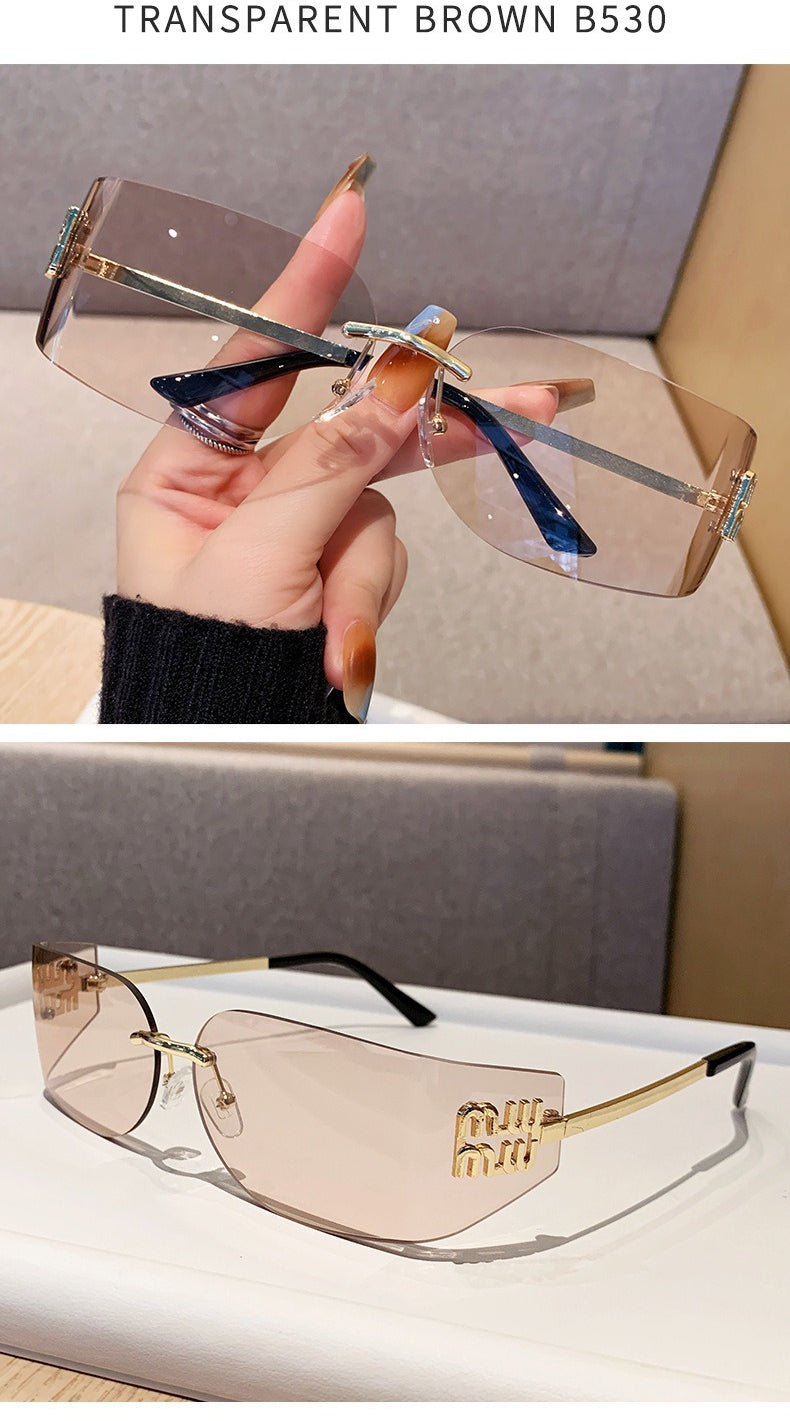 Miu Miu MU 54YS Y2K Rimless Gradient Narrow Frame Womens Sunglasses