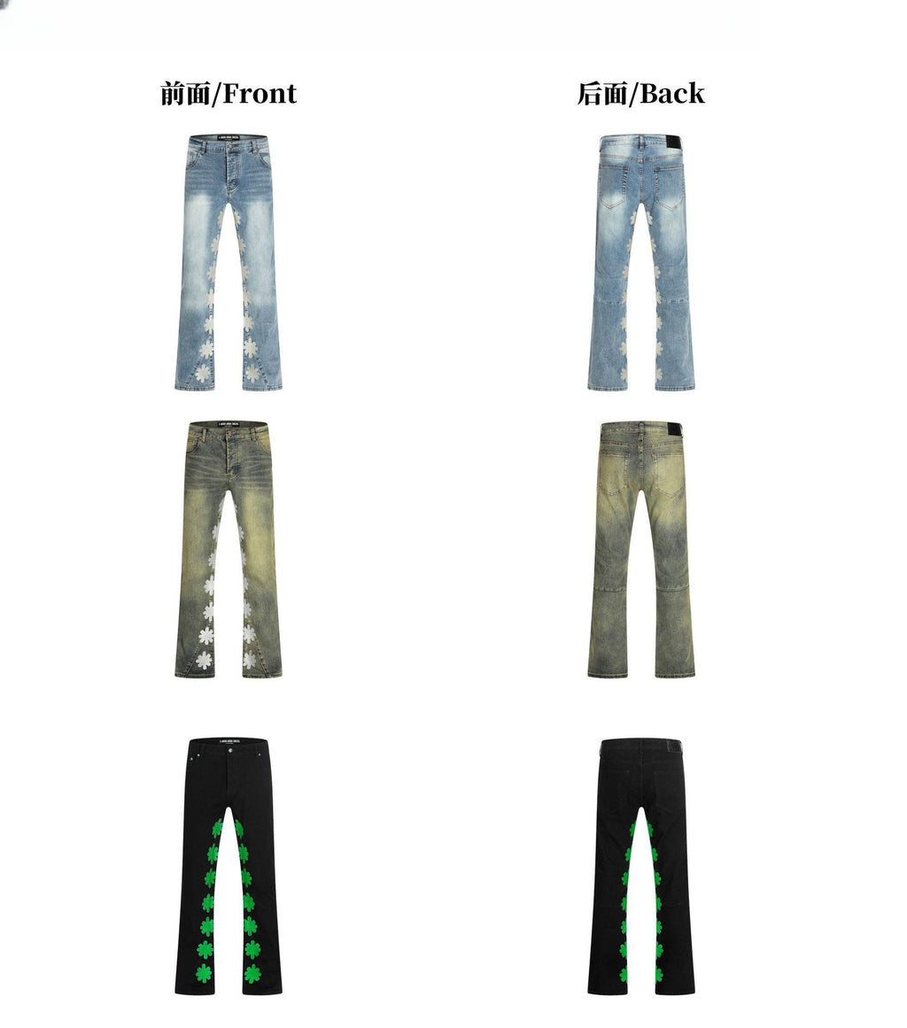 LOSTSHDWS Floral-Embroidered Flared-Hem Jeans