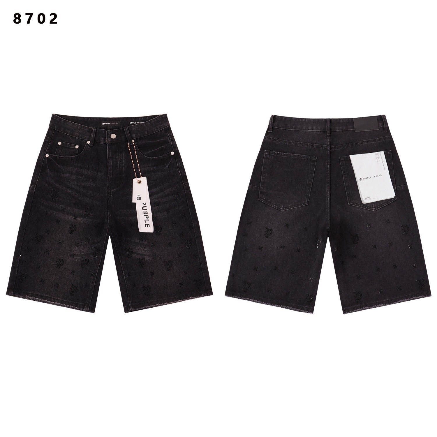 Purple Brand Rhinestone Loose Casual Denim Shorts