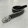 Chrome Hearts Safety Pin Leather Belt Cross Metal Buckle Waist Belt