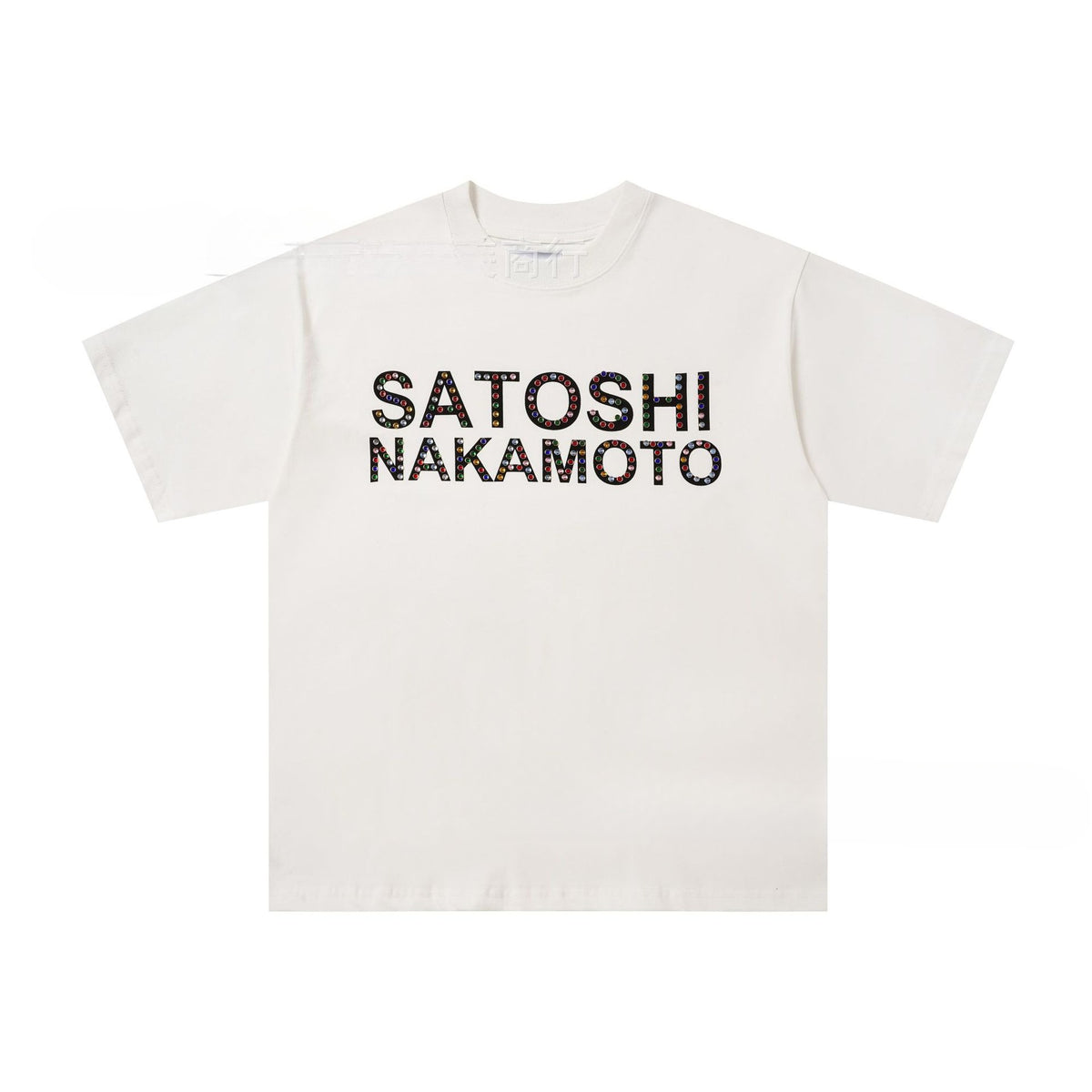 Satoshi Nakamoto Letter Graphic Washed Crew Neck Short Sleeve T-Shirt