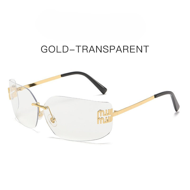 Miu Miu MU 54YS Runway Y2K Rectangle Rimless Womens Sunglasses