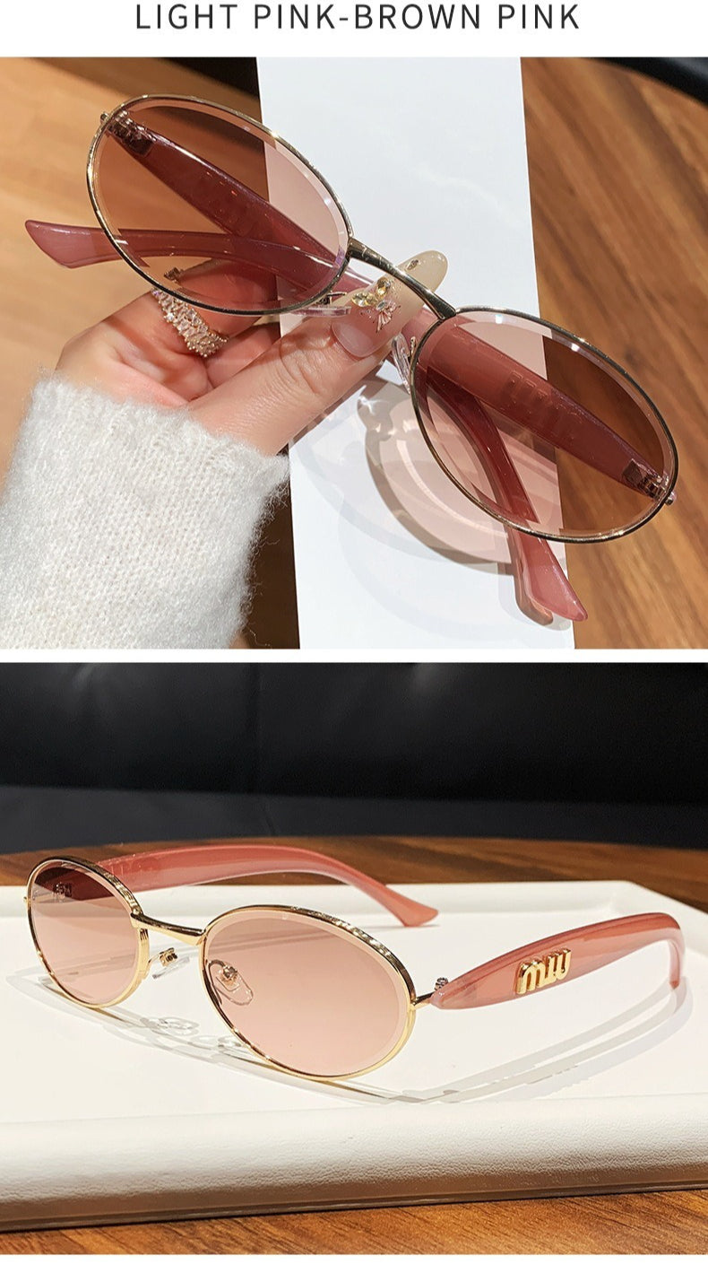 Miu Miu SMU52YS Sardine Oval Metal Sunglasses Gradient Lens Women Y2K