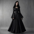 Halloween Women Medieval Gothic Hooded Witch Cosplay Long Dress