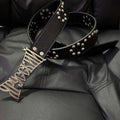 Twisted Studded Belt Dark Y2K Silver Irregular Letter Buckle Waist