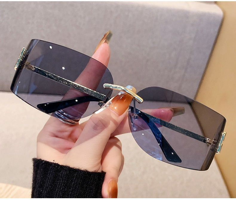 Miu Miu MU 54YS Y2K Rimless Gradient Narrow Frame Womens Sunglasses