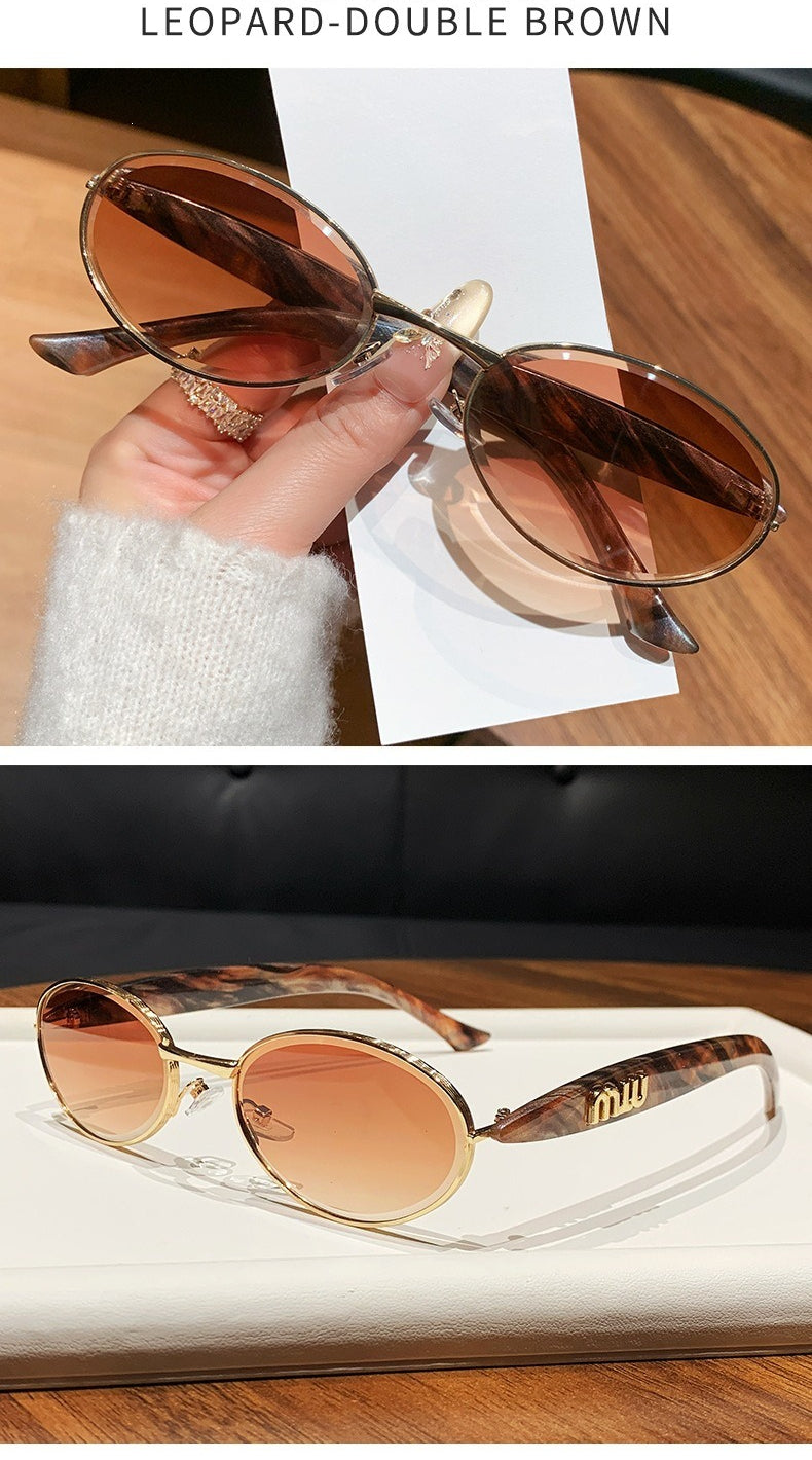 Miu Miu SMU52YS Sardine Oval Metal Sunglasses Gradient Lens Women Y2K