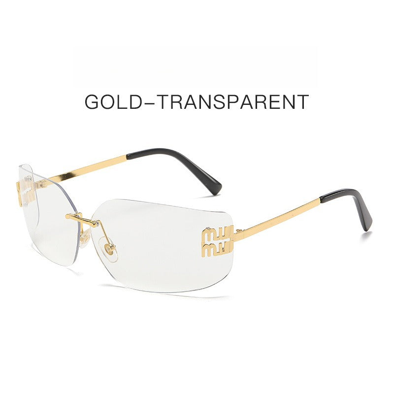 Miu Miu MU 54YS Runway Y2K Rectangle Rimless Womens Sunglasses