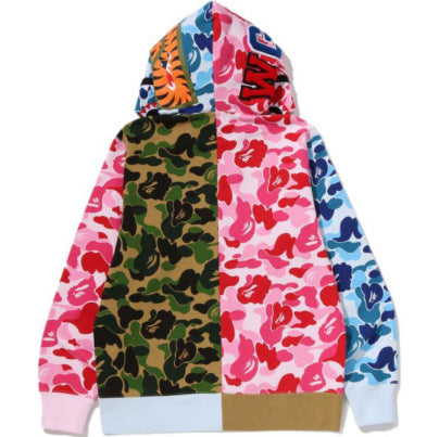 BAPE 3 Tone Patchwork Camo Shark Zip Hoodie