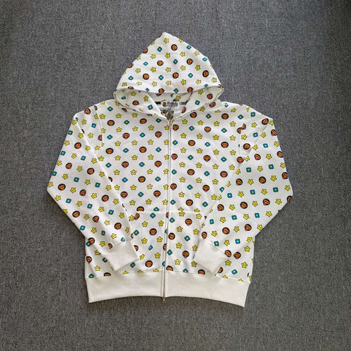BAPE Baby Milo Monogram All Over Star Flower Print Zip Hoodie