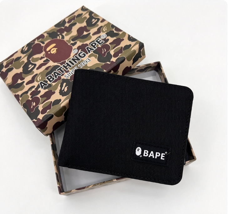 BAPE Camo Ape Head Bifold Wallet Mini Multi Color Canvas Card Holder