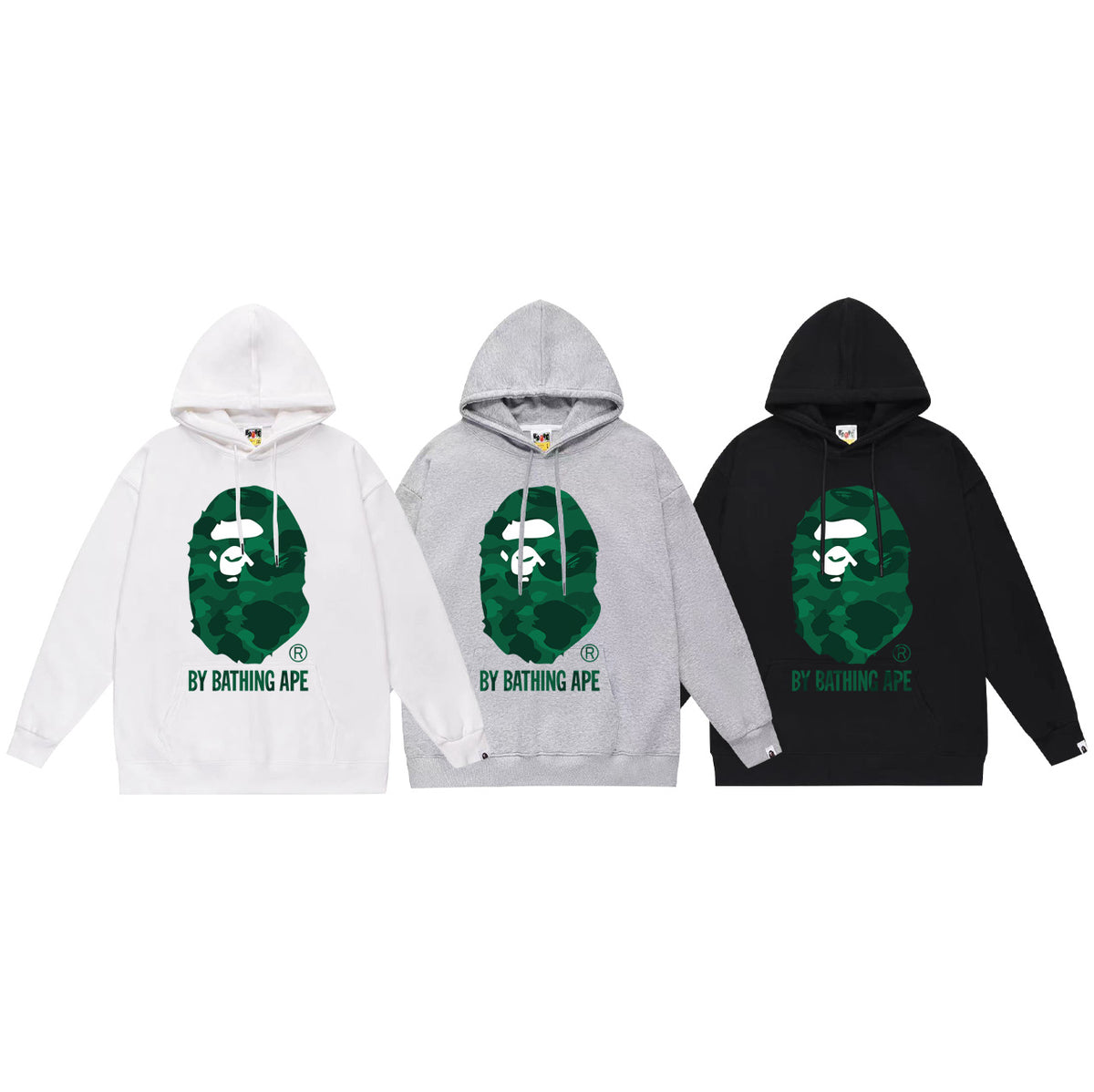 BAPE Hoodie Baby Milo Ape Head Multi Graphic Street Fleece Pullover