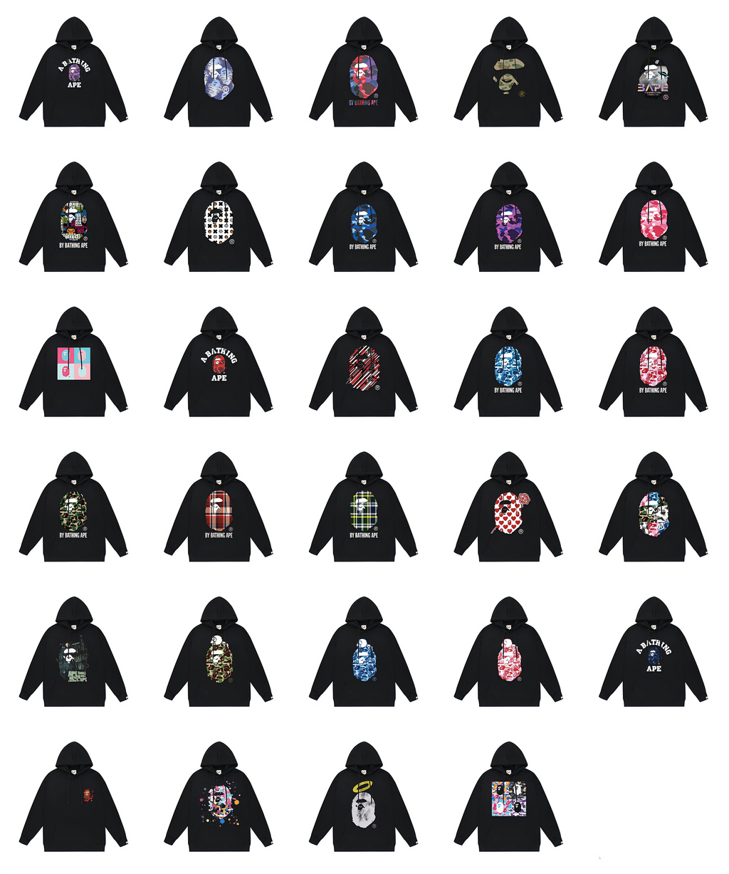 BAPE Hoodie Multi Camo Ape Head Print Street Fleece Pullover