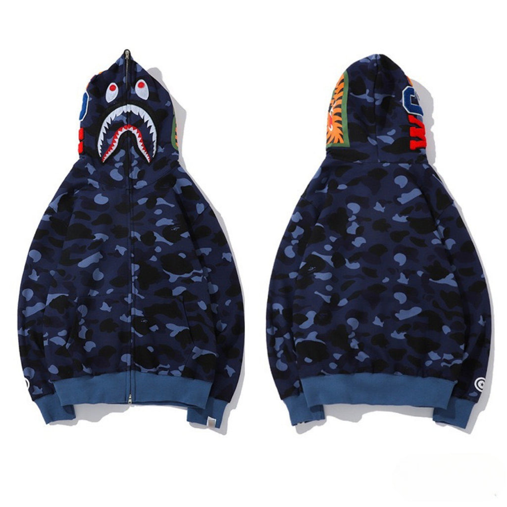 BAPE Shark Ape Head Camo Embroidered Zip Up Hoodie