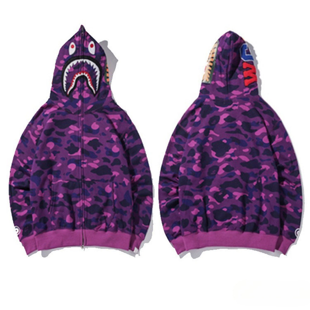 BAPE Shark Ape Head Camo Embroidered Zip Up Hoodie