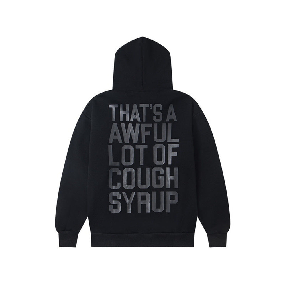 Cough Syrup Graphic Hoodie Vintage Letter Print HipHop Street Pullover