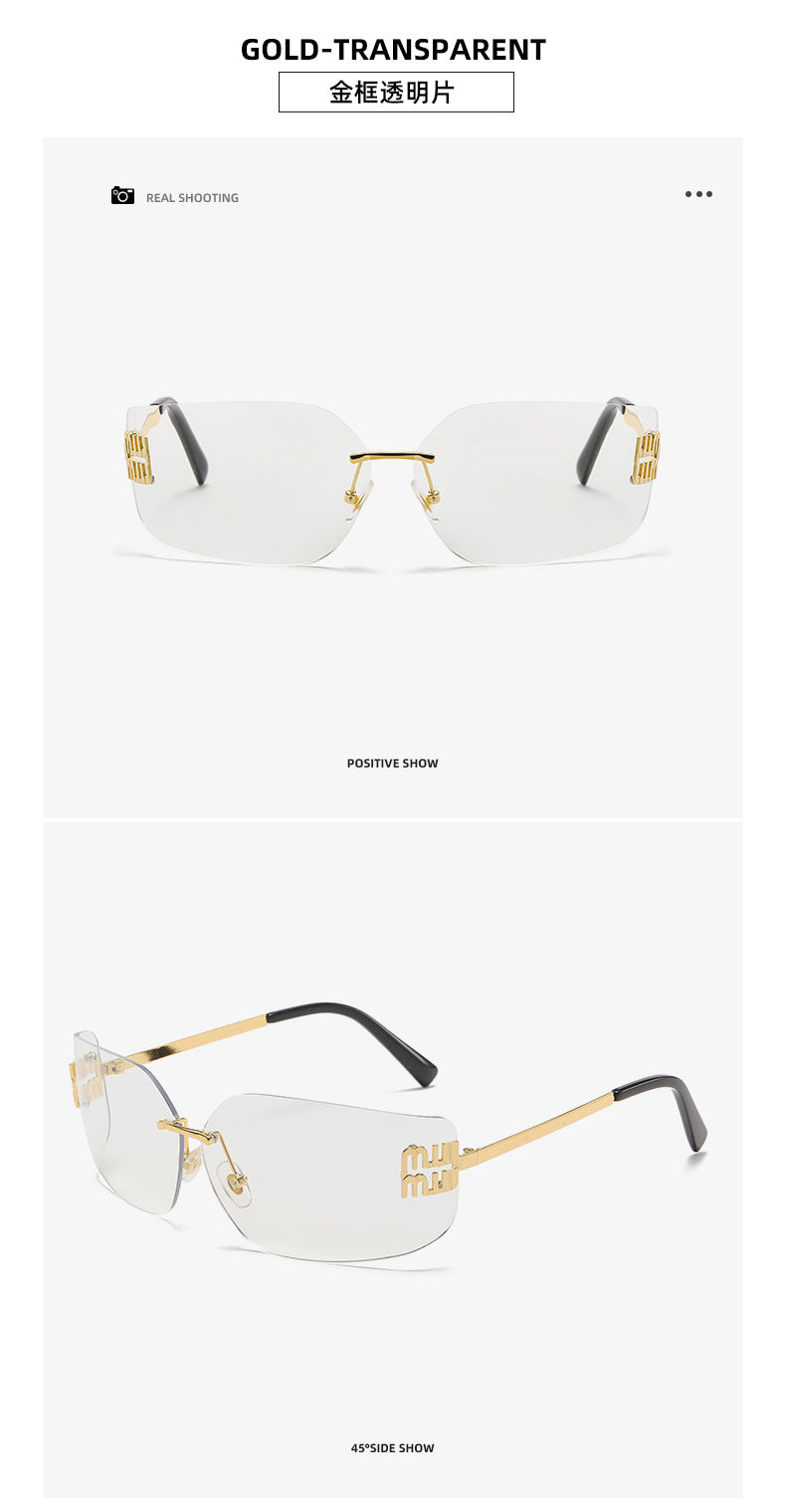 Miu Miu MU 54YS Runway Y2K Rectangle Rimless Womens Sunglasses