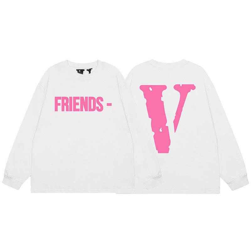 VLONE Big V Graphic Long Sleeve Tee Streetwear Cotton Oversized Shirt
