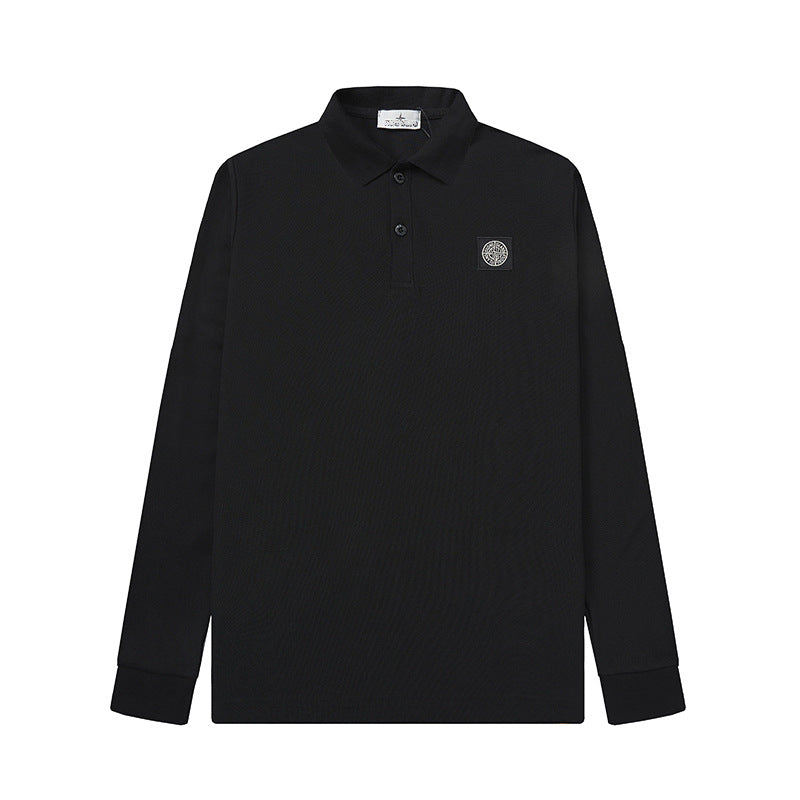 Stone Island Compass Patch Long Sleeve Polo Shirt Unisex Streetwear