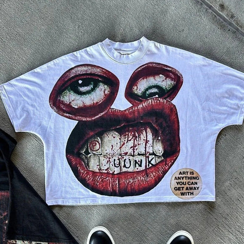 Marino Infantry Style Y2K Big Mouth Rap Portrait Übergroßes Vintage Baumwoll-T-Shirt