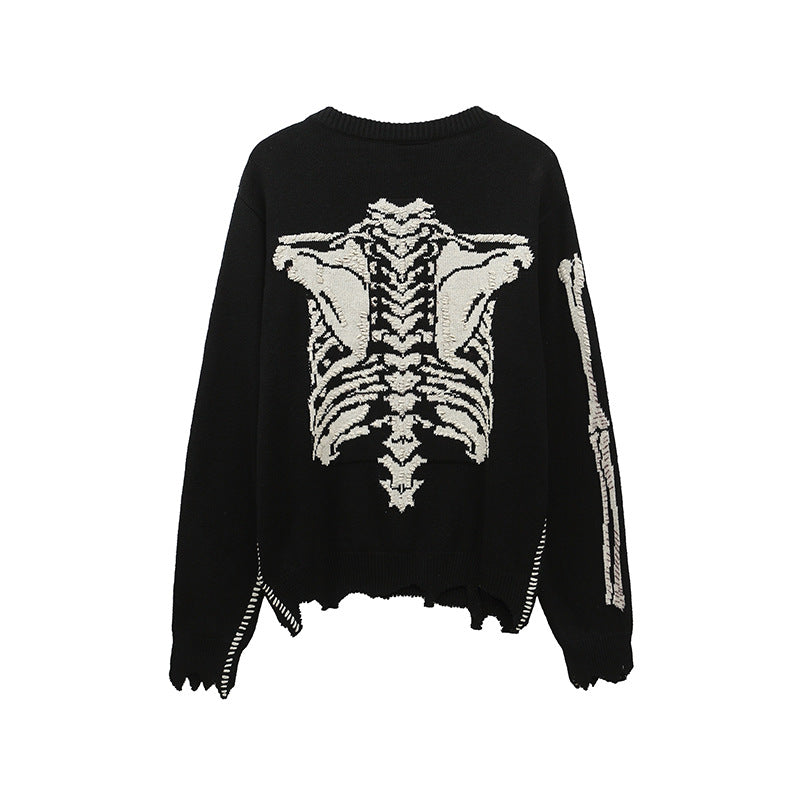 Saint Michael Skeleton Distressed Crew Neck Knit Sweater Unisex