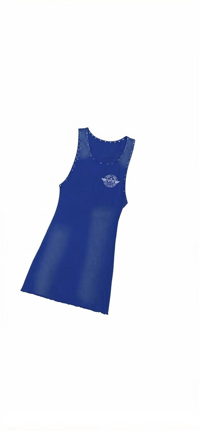 Lost Intricacy Graphic Rivet Tank Bodycon Mini Dress Women