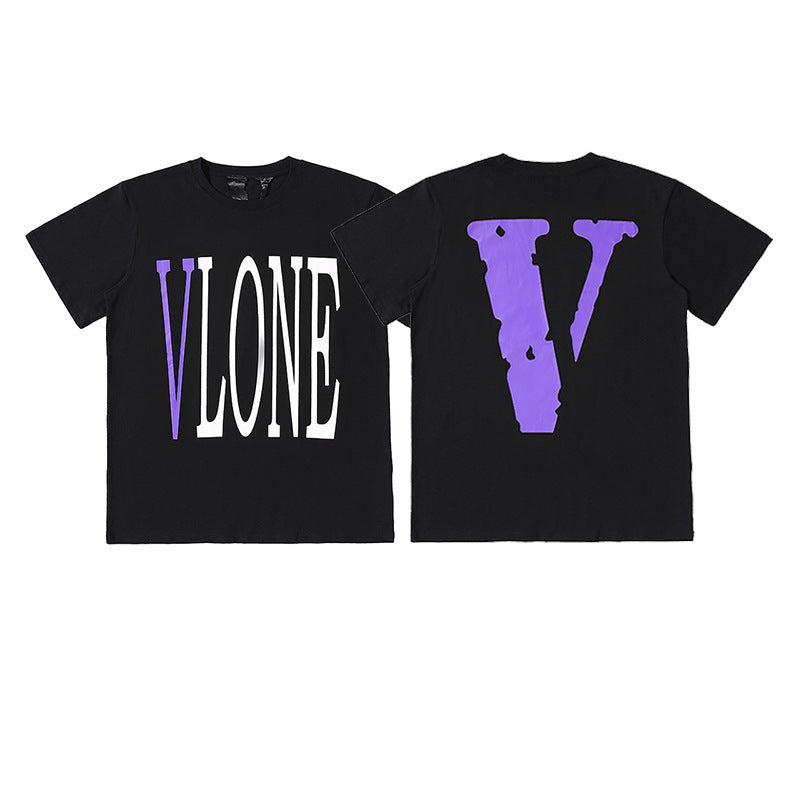Vlone Big V Letter Graphic Print Short Sleeve Tee Streetwear Unisex
