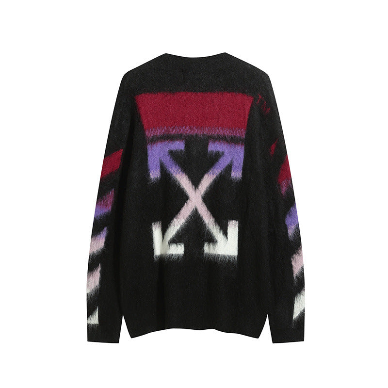Off-White Arrow Mohair Sweater Gradient Fluffy Knit Pullover & Hoodie