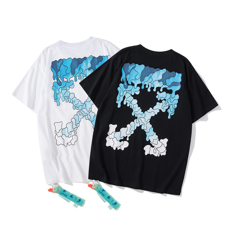 Off‑White Melt Arrow Gradient Splash Ink Crew Neck T‑Shirt Unisex