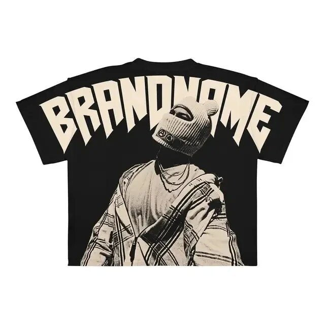 Y2K Punk Gothic Skimaske Grafik Unisex Oversized Streetwear T-Shirt