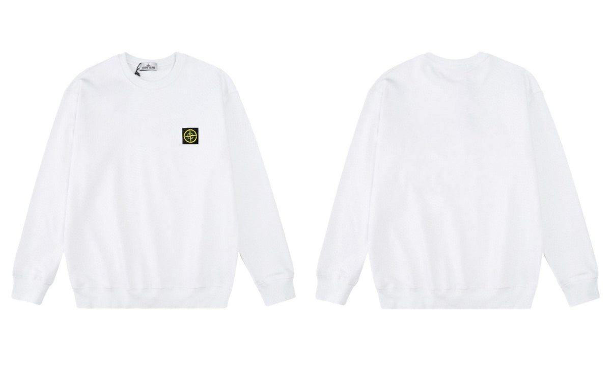 Stone Island Compass Print Crewneck Sweatshirt Men Autumn Pullover