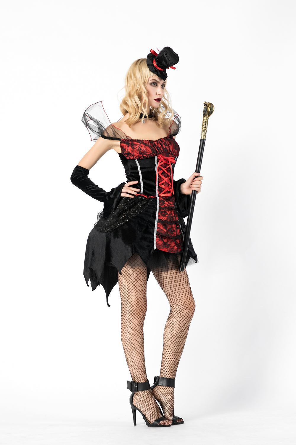 Halloween Women Gothic Vampire Witch Devil Cosplay Costume Party Dress Set