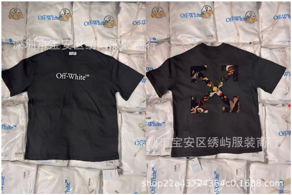 Off White Arrow Print Crew Neck Short Sleeve T Shirt Unisex