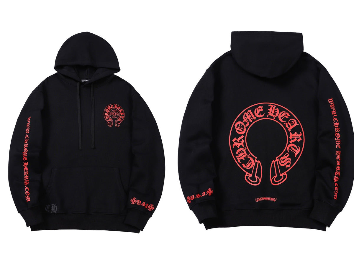 Chrome Hearts Horseshoe Cross Hoodie Goth Streetwear Graphic Pullover