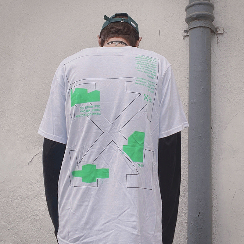 Off White Arrow Gradient Graphic Short Sleeve Tee Streetwear Unisex