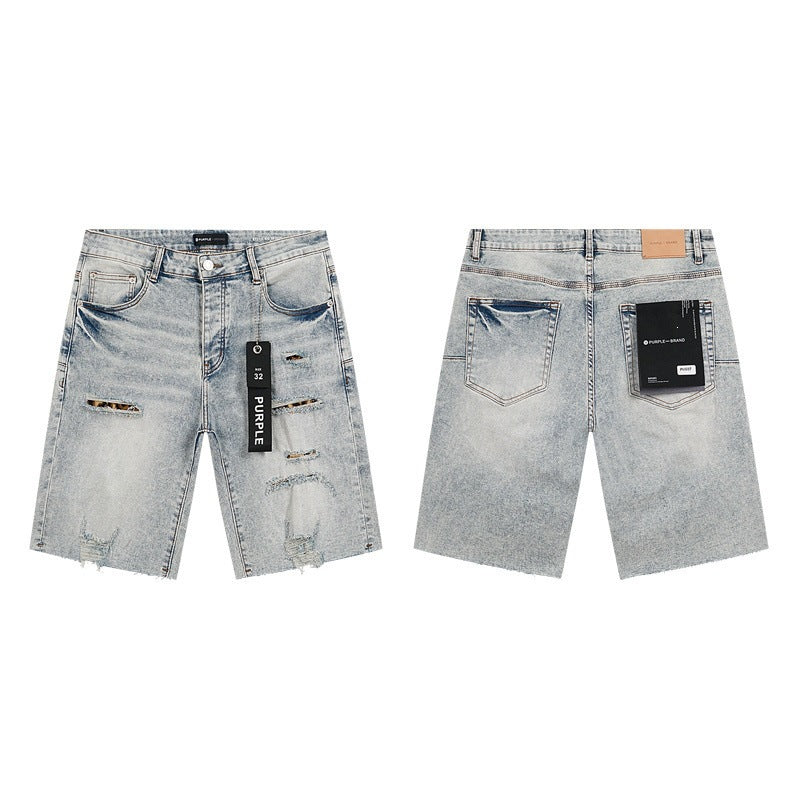 Purple Brand Distressed Loose Fit Denim Shorts Unisex