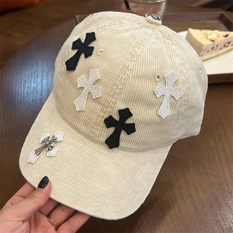 Corduroy Cross Patch Vintage Baseball Cap Streetwear Multi‑Style
