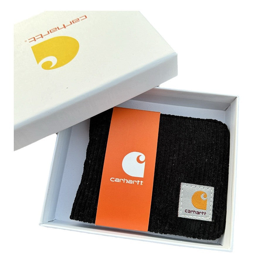 Carhartt Patch Logo Bifold Wallet Canvas Corduroy Paisley Card Holder