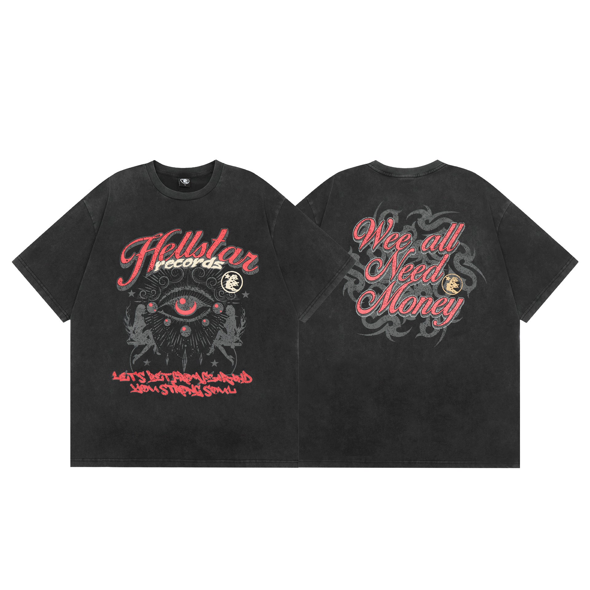 Hellstar Multi‑Graphic Print Crew Neck Short Sleeve Tee Unisex