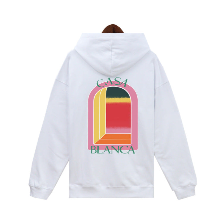 Casablanca Colorful Print Hoodie Men Casual Loose Pullover Sweatshirt