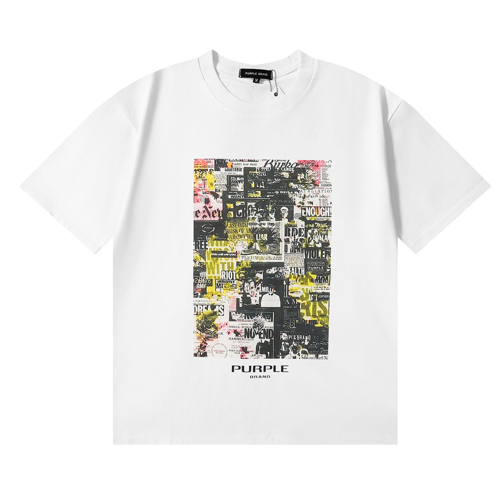 Purple Brand Graphic Tee Loose Unisex Vintage Streetwear T-Shirt