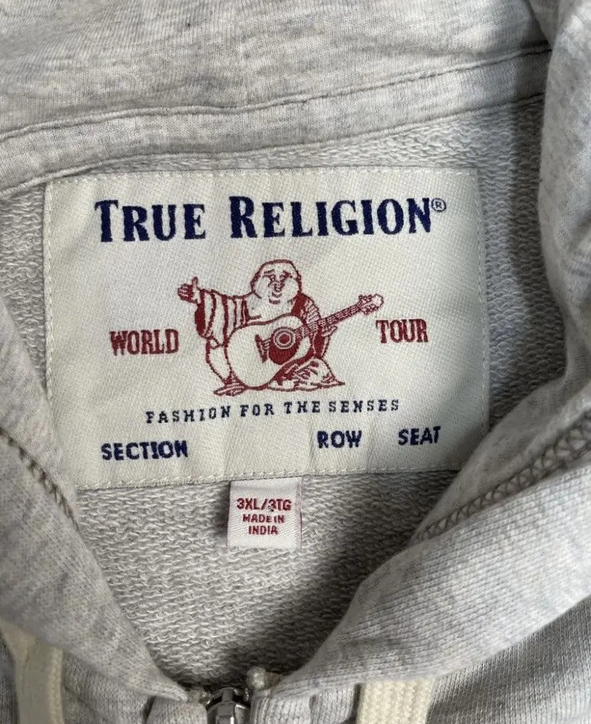 Y2K Vintage Stitch Zip Up Hoodie Horseshoe Embroidery