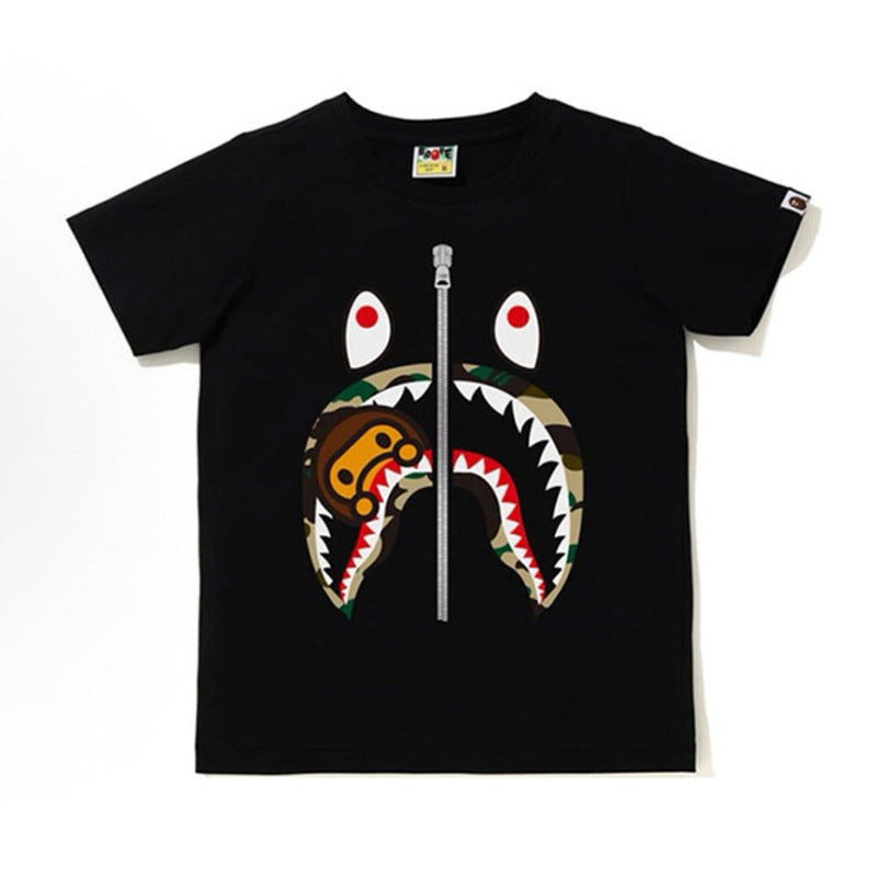 BAPE Ape Head Shark Print Loose Casual Unisex Short Sleeve T-Shirt