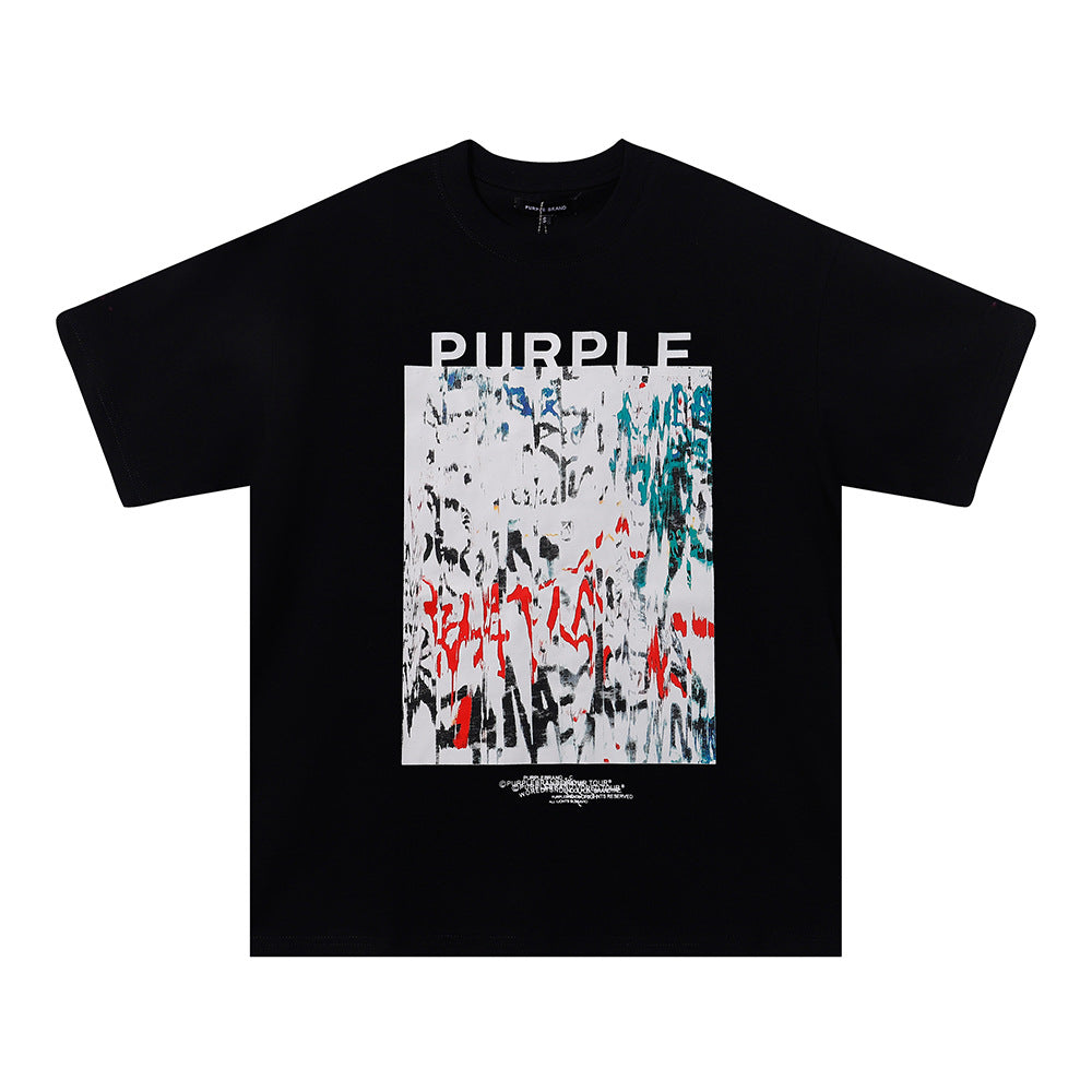 Purple Brand Multi‑Graphic Ink Wash Print Oversized Tee Multi‑Style